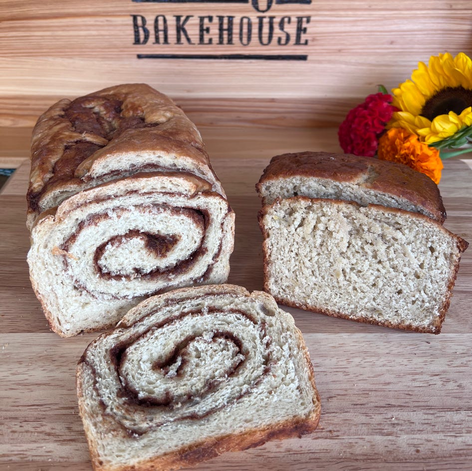 Slices of sourshough cinnamon bread